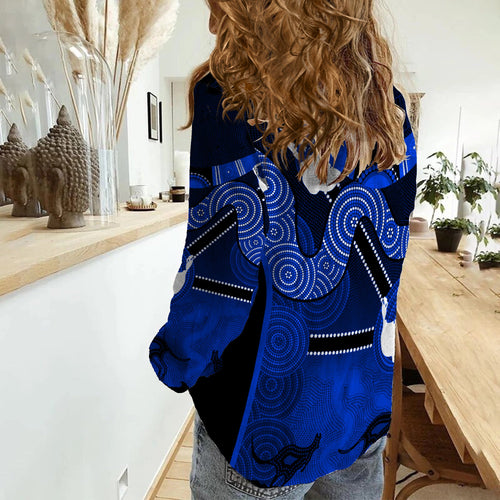 women-casual-shirt-aboriginal-australian-boomerang-and-snake-indigenous-art-ver02
