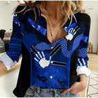 women-casual-shirt-aboriginal-australian-boomerang-and-snake-indigenous-art-ver02