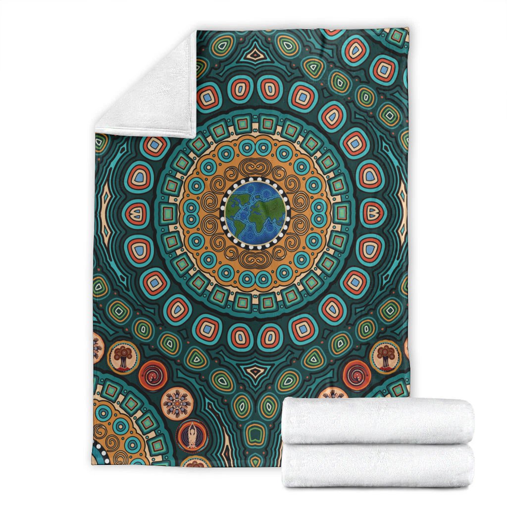 premium-blanket-aboriginal-green-dot-painting-with-earth