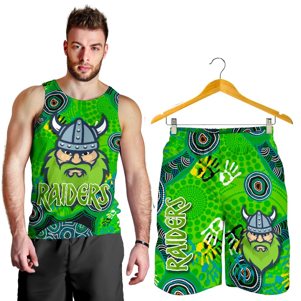combo-men-tank-top-and-men-short-canberra-raiders-viking-indigenous