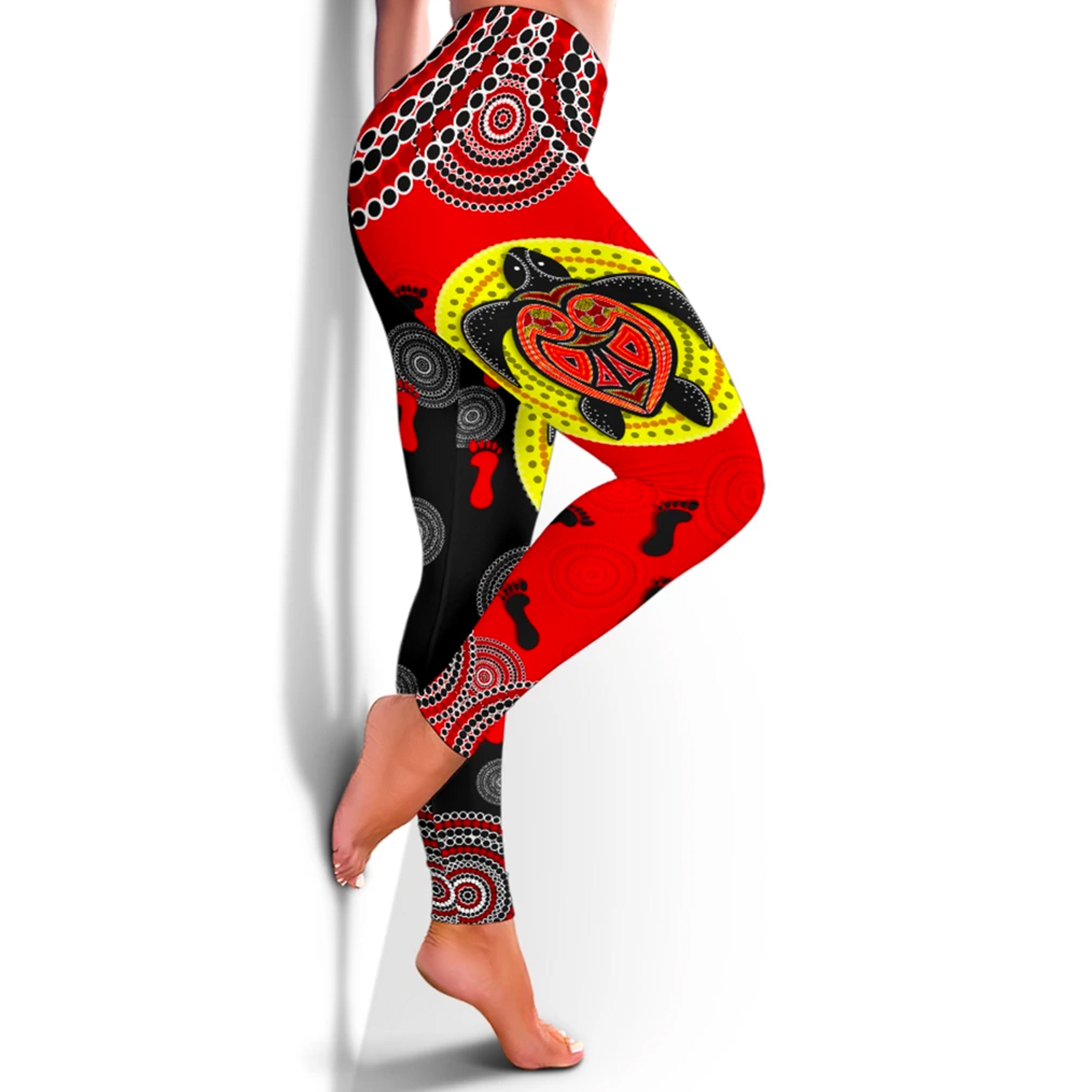 aboriginal-legging-turtle-footprint-circle-dot-painting