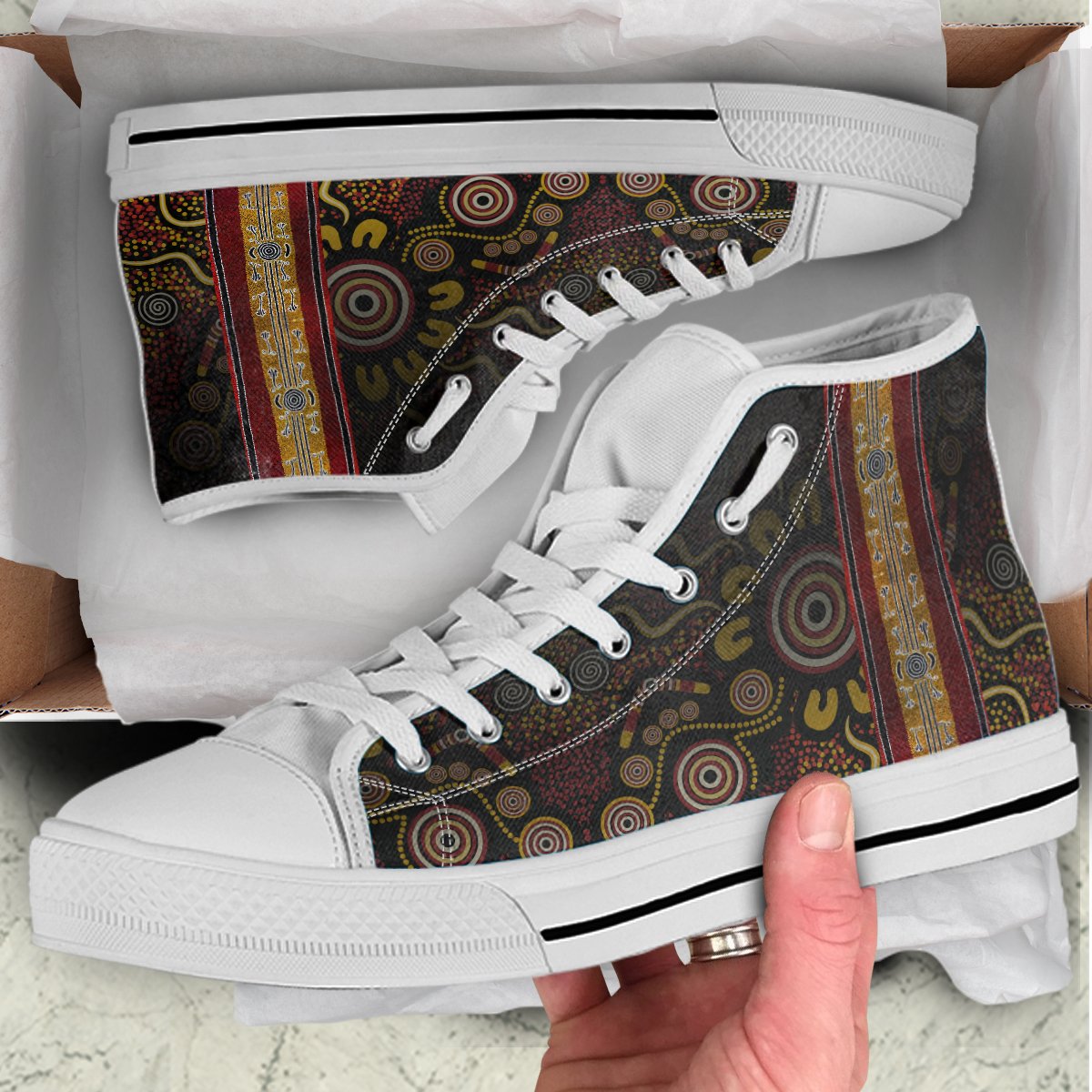 high-top-aboriginal-dot-panting-art-stripe-lines