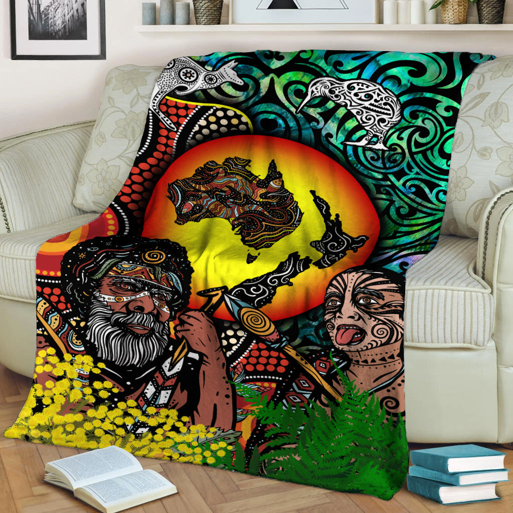 Australia Aboriginal Kangaroo Combine New Zealand Maori Kiwi Bird Blanket - LT2