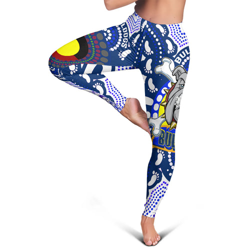 bulldogs-rugby-indigenous-leggings-custom-super-berries-with-aboriginal-flag-and-footprint-leggings