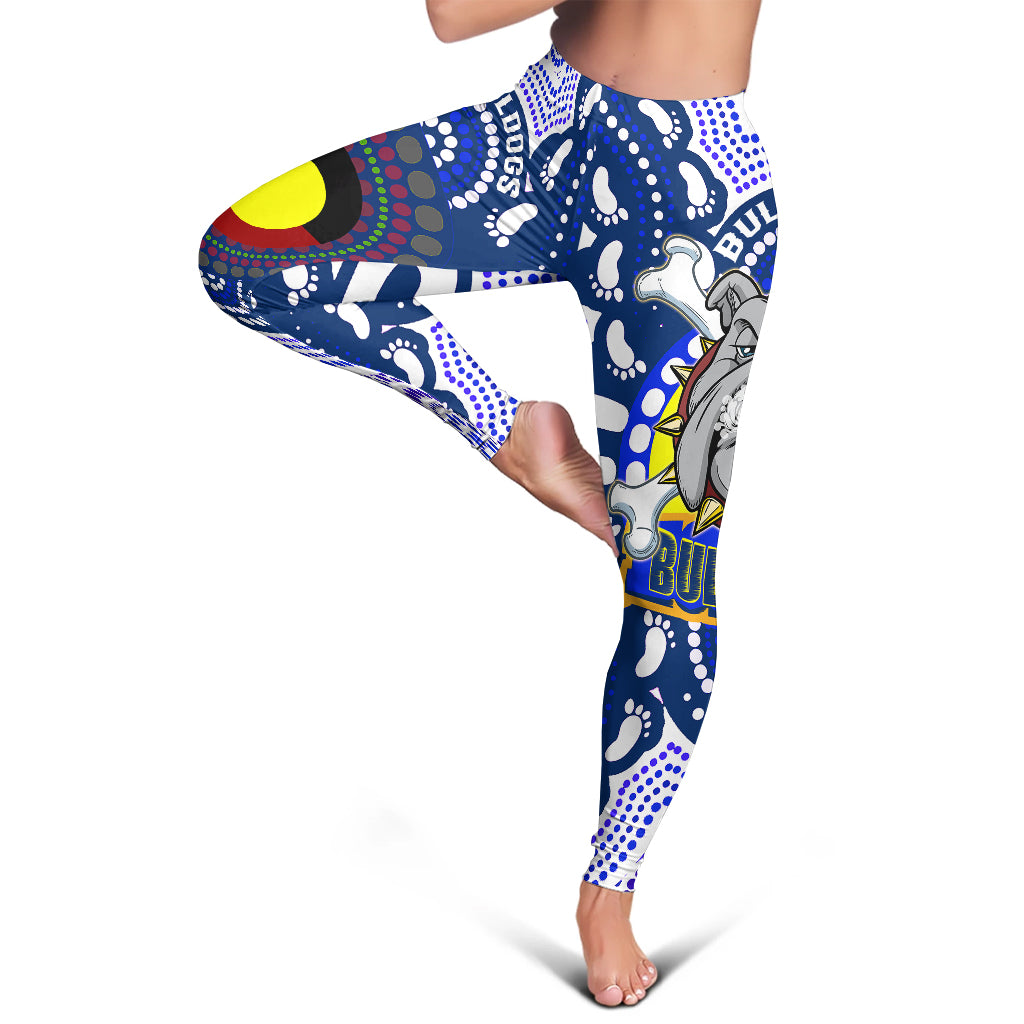 bulldogs-rugby-indigenous-leggings-custom-super-berries-with-aboriginal-flag-and-footprint-leggings