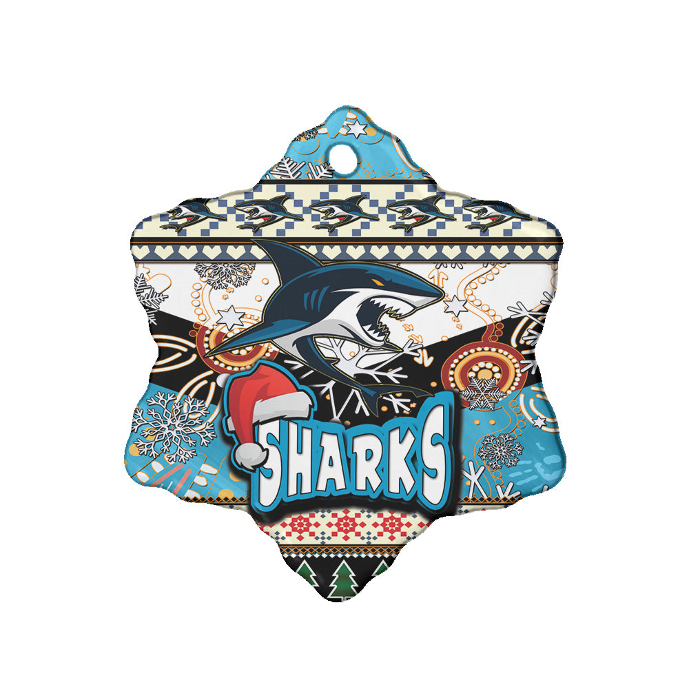 sharks-rugby-christmas-ceramic-ornament-xmas-sharks-christmas-balls-snowflake-with-aboriginal-patterns