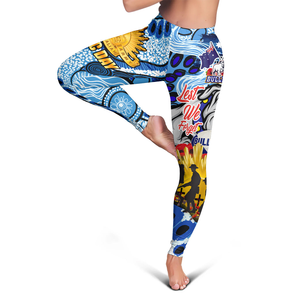 bulldogs-rugby-australia-and-nz-anzac-day-leggings-lest-we-forget-bulldogs-with-rugby-ball-and-aboriginal-patterns-leggings