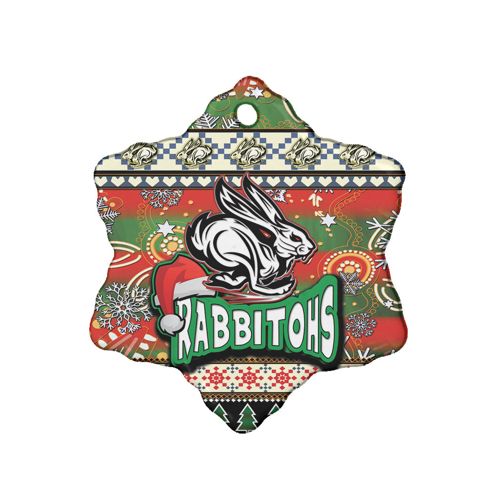 rabbitohs-rugby-christmas-ceramic-ornament-xmas-rabbitohs-christmas-balls-snowflake-with-aboriginal-patterns