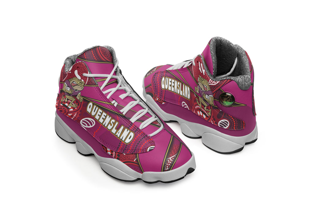 queensland-rugby-league-team-high-top-basketball-shoes-j13-queensland-maroons-mascot-aboriginal-art-state-of-origin-sneakers-j13