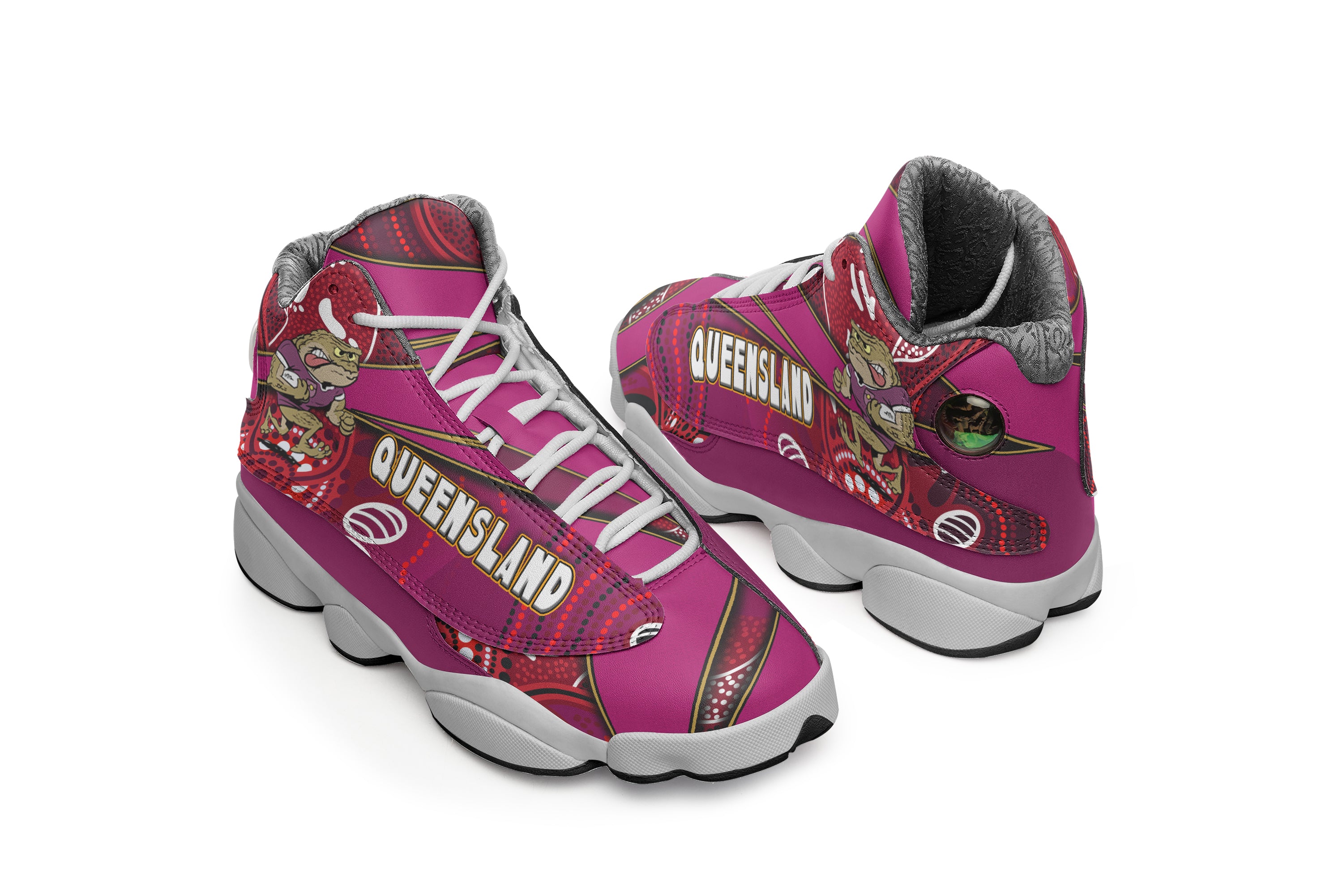 queensland-rugby-league-team-high-top-basketball-shoes-j13-queensland-maroons-mascot-aboriginal-art-state-of-origin-sneakers-j13