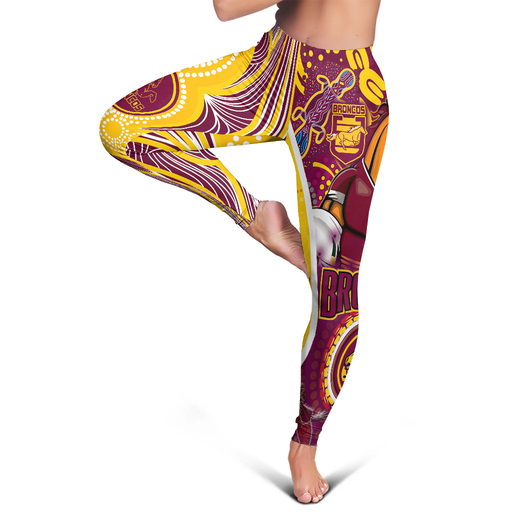 brisbane-broncos-rugby-leggings-broncos-mascot-with-aboriginal-art-leggings