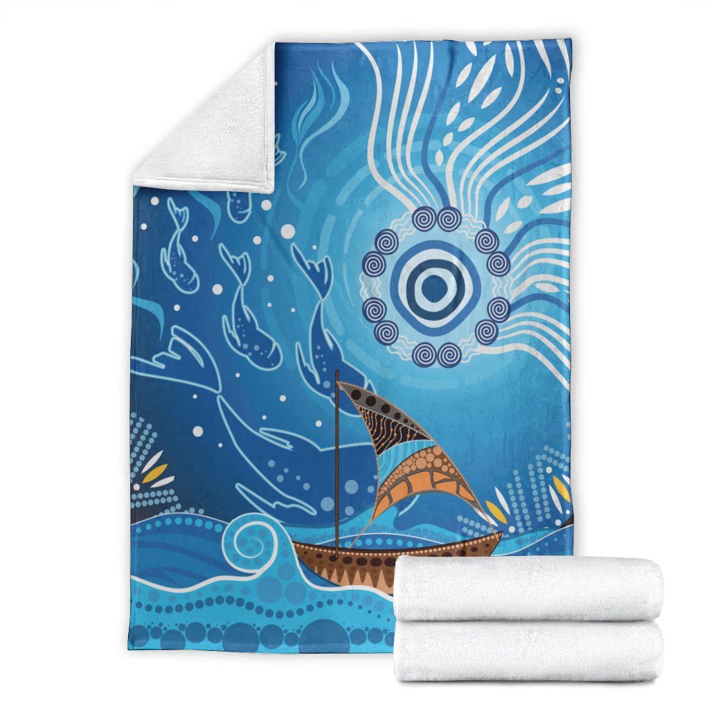 premium-blanket-aboriginal-view-sea-with-fish-and-boat