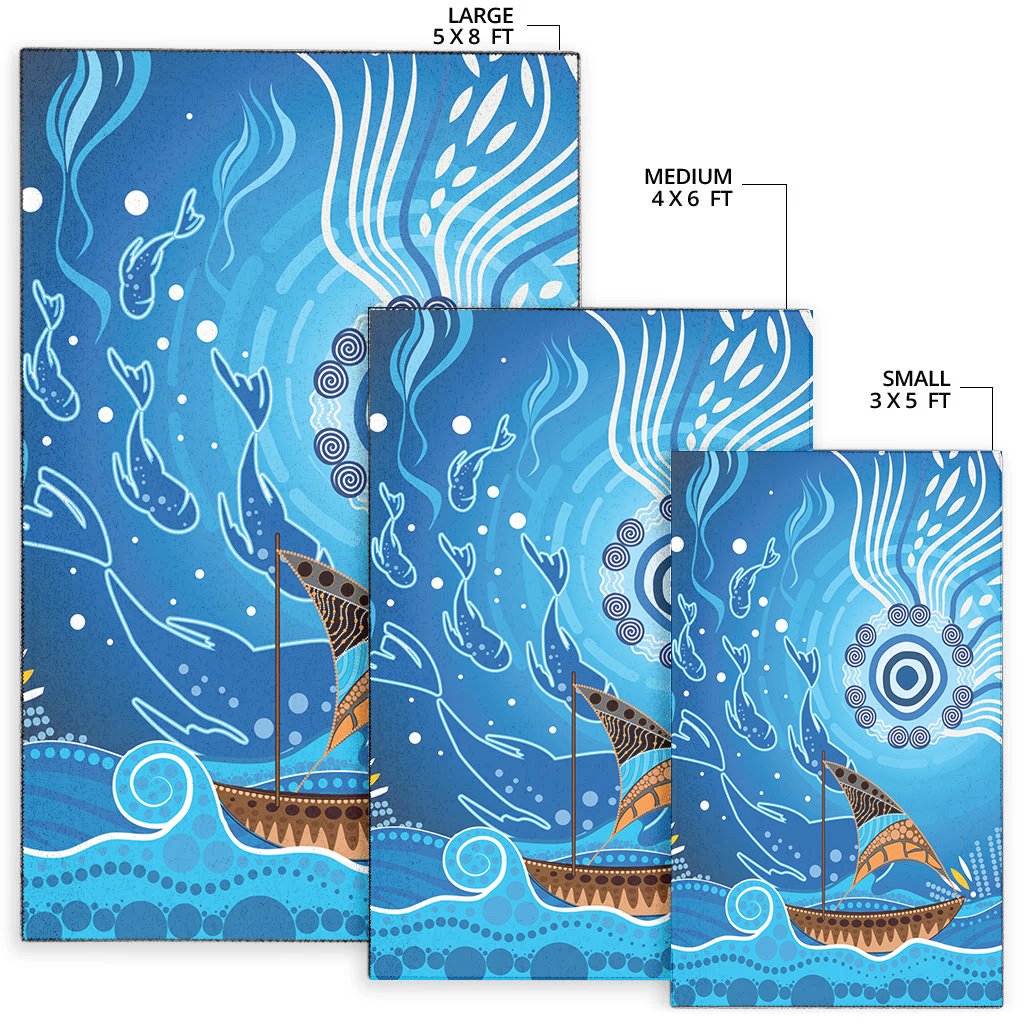 area-rug-aboriginal-view-sea-with-fish-and-boat
