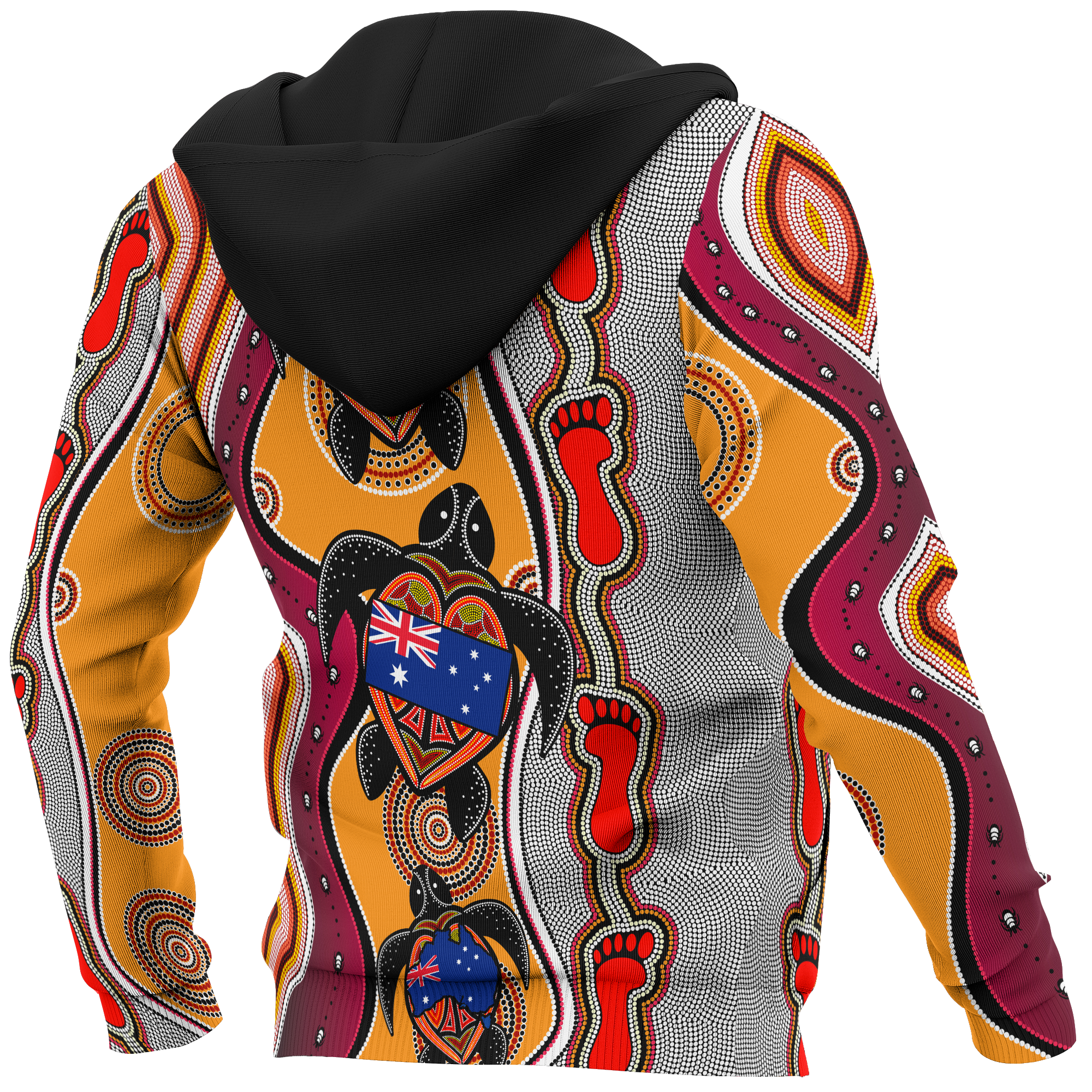 aboriginal-hoodie-turtle-patterns-aus-flag-footprint-dot-painting