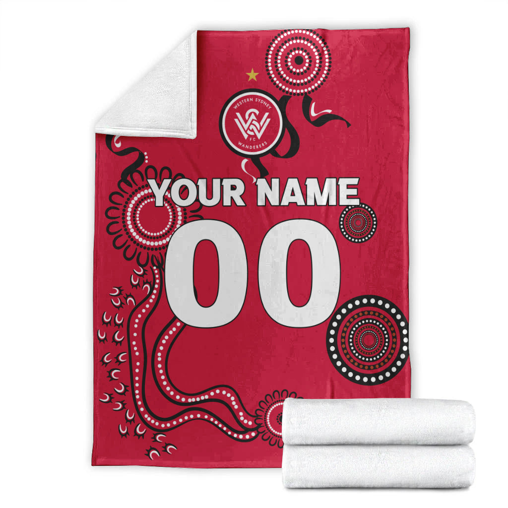 custom-personalised-western-sydney-wanderers-blanket-indigenous-dot-painting-art