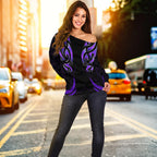New Zealand Maori Off Shoulder Sweater Simple Love Purple - Vibe Hoodie