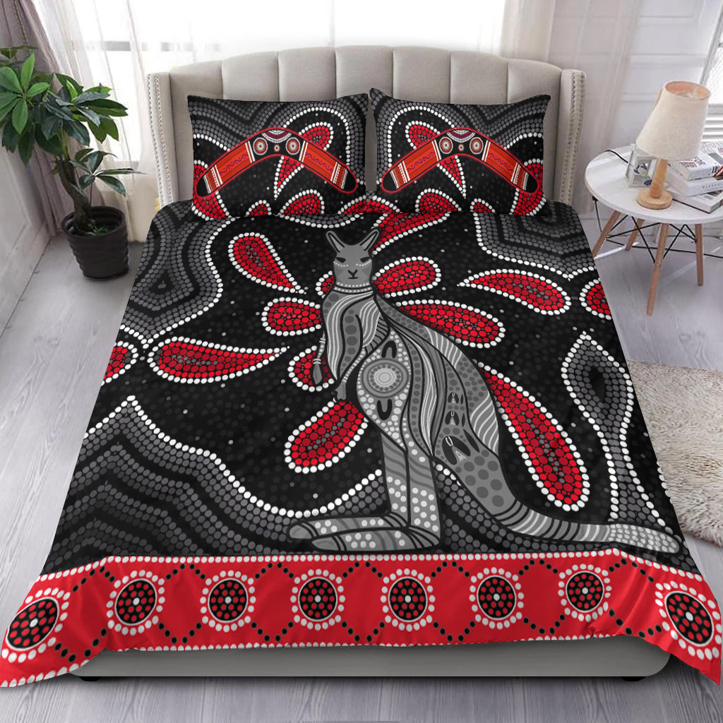 aboriginal-boomerang-bedding-set-kangaroo-australia-red