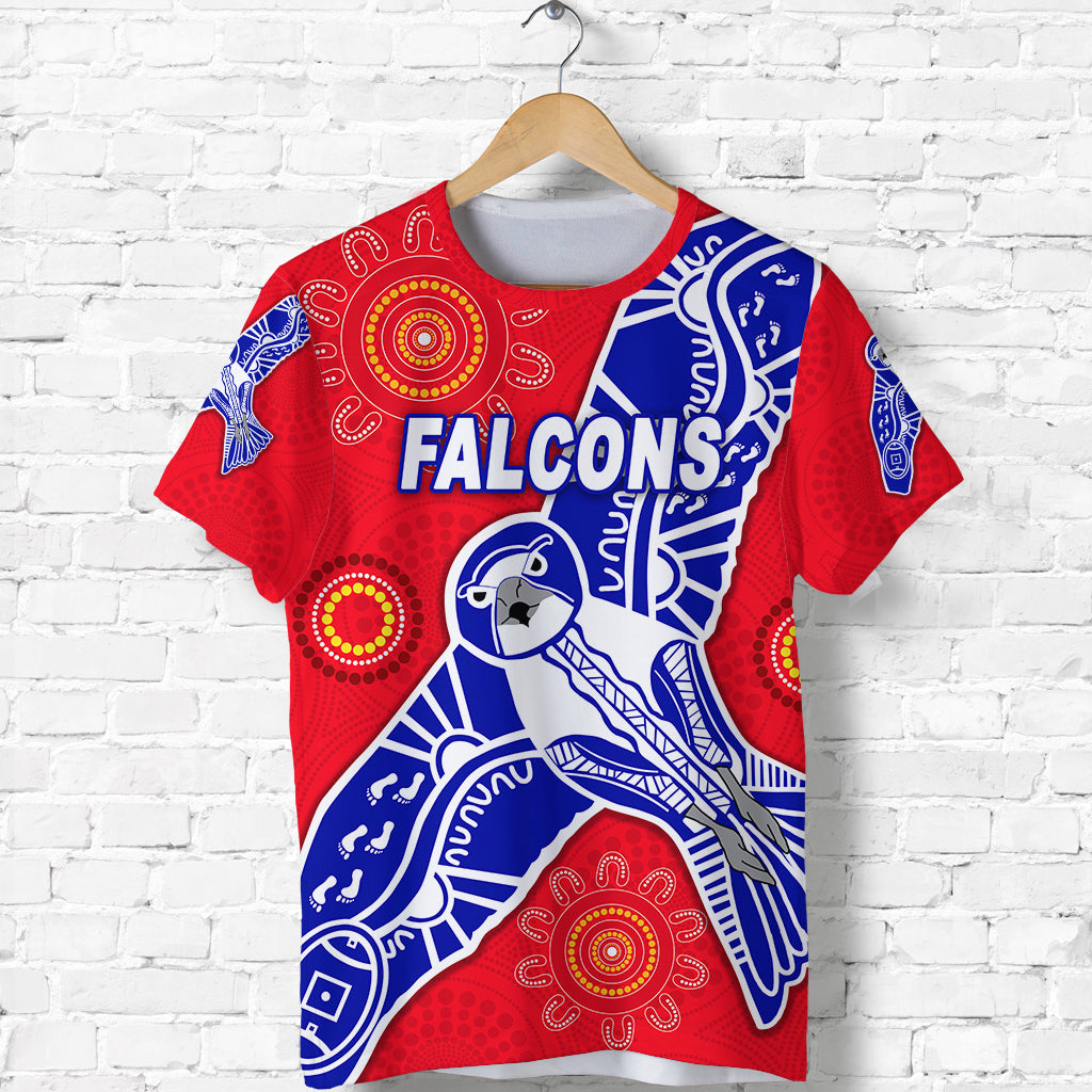 custom-personalised-west-perth-football-club-t-shirt-falcons-indigenous-version-red-custom-text-and-number