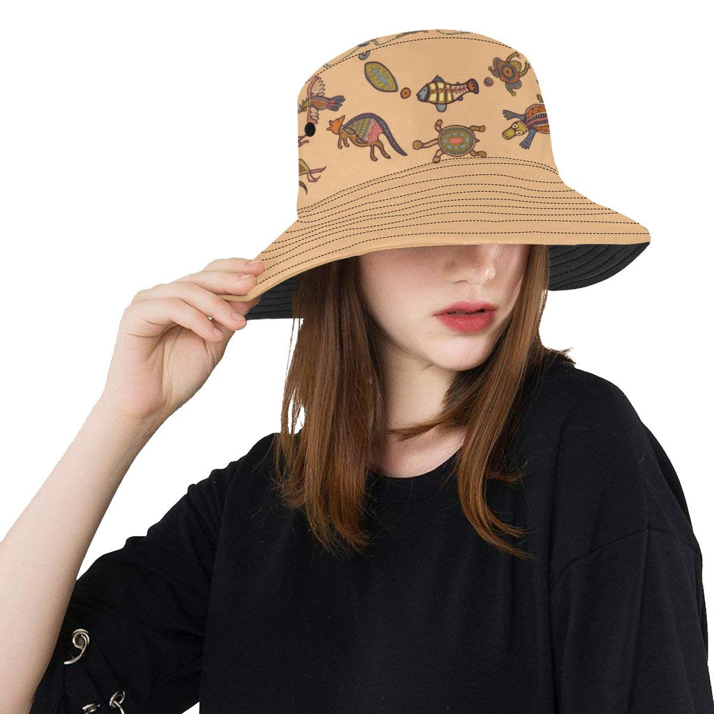 aboriginal-bucket-hat-kangaroo-turtle-crocodile-australian-animals