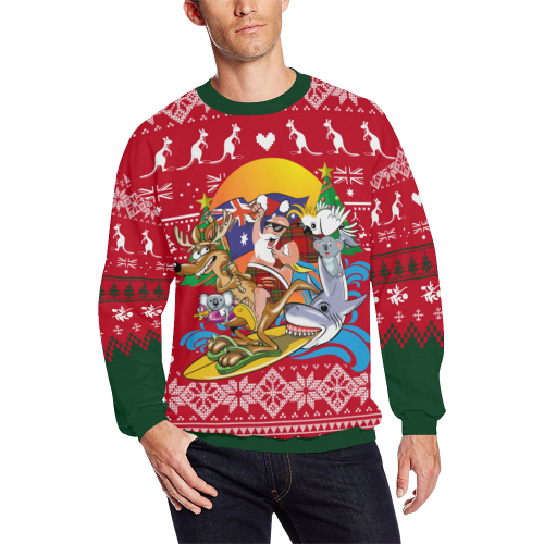 christmas-sweatshirt-santa-claus-in-beach-koala-kangaroo