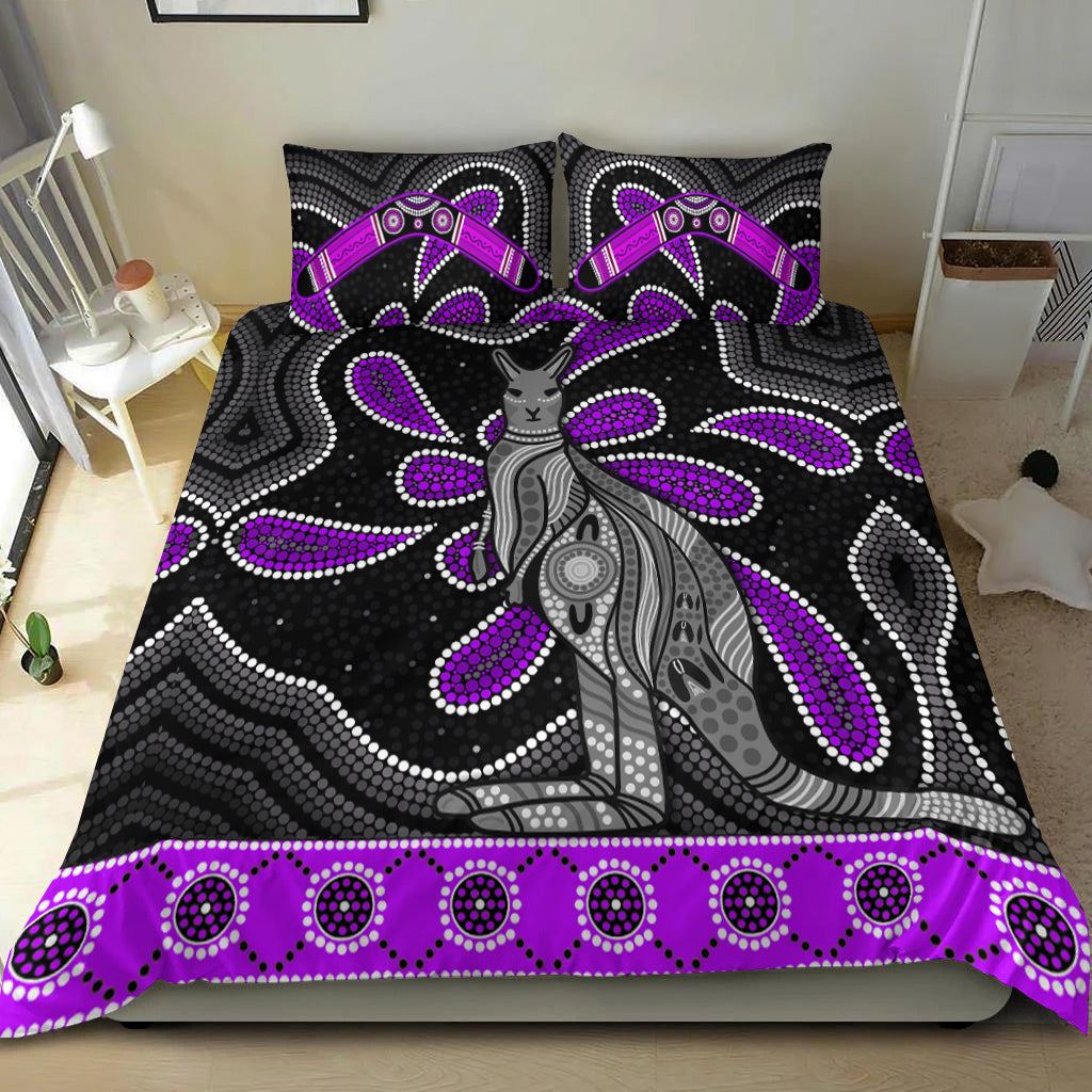 aboriginal-boomerang-bedding-set-kangaroo-australia-purple