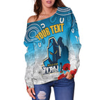 (Custom Personalised) Titans Anzac 2022 Women Off Shoulder Sweater Gold Coast Aboriginal White Camouflage LT13