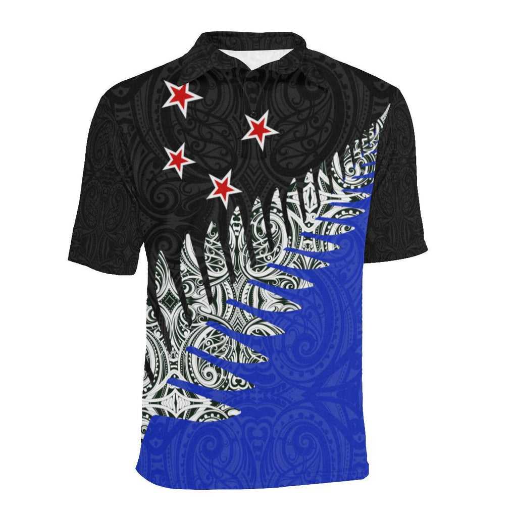 maori-fern-black-and-blue-polo-t-shirt