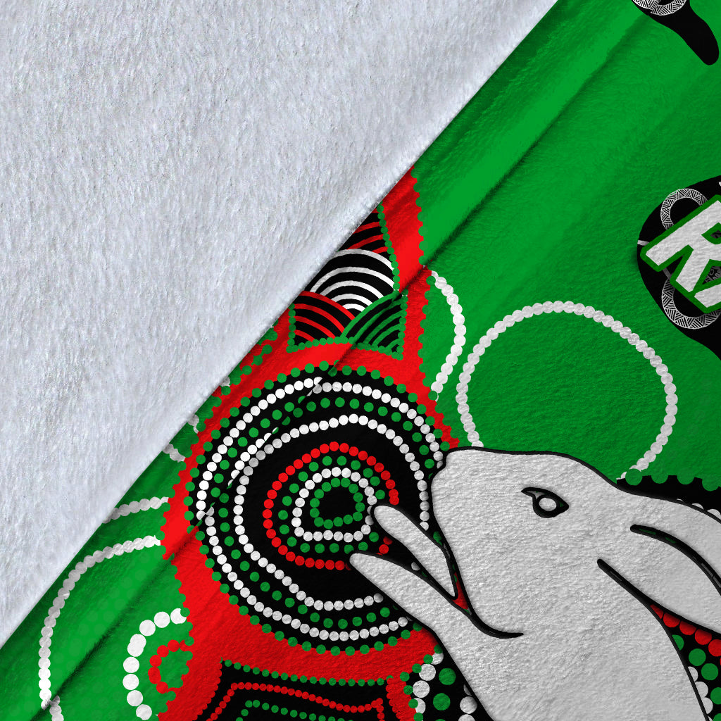 Rabbitohs Rugby Aboriginal Art Blanket - LT12