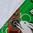 Rabbitohs Rugby Aboriginal Art Blanket - LT12