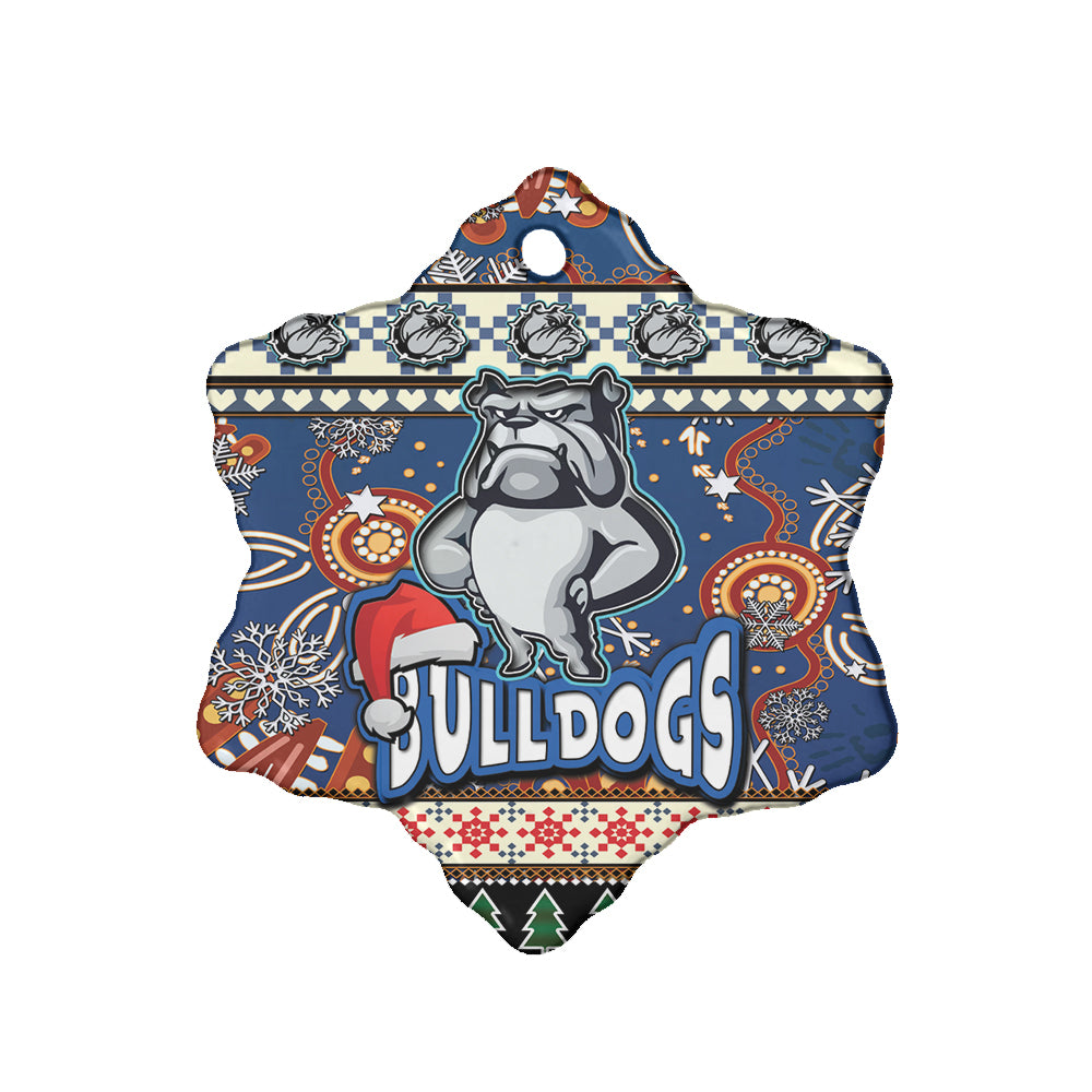 bulldogs-rugby-christmas-ceramic-ornament-xmas-bulldogs-christmas-balls-snowflake-with-aboriginal-patterns