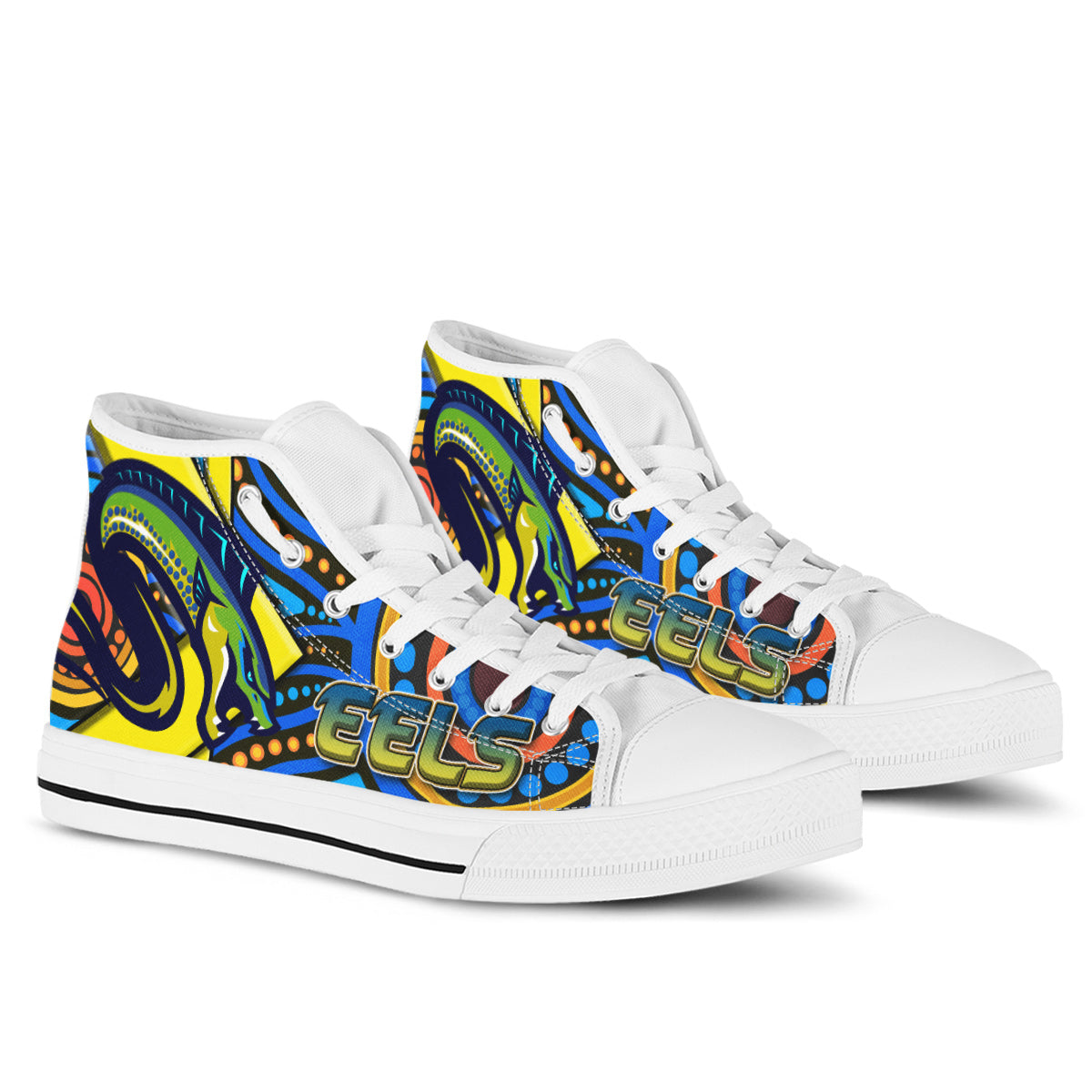 eels-rugby-high-top-shoes-electric-eel-with-aboriginal-patterns