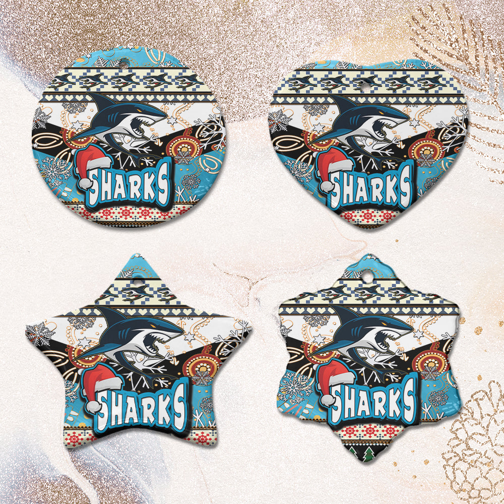 sharks-rugby-christmas-ceramic-ornament-xmas-sharks-christmas-balls-snowflake-with-aboriginal-patterns