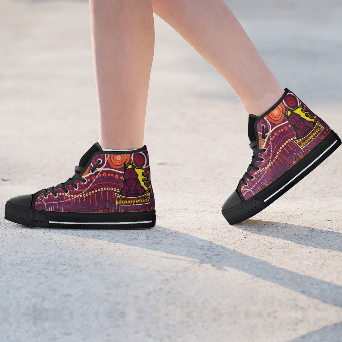 broncos-rugby-high-top-shoes-horse-aboriginal-patterns