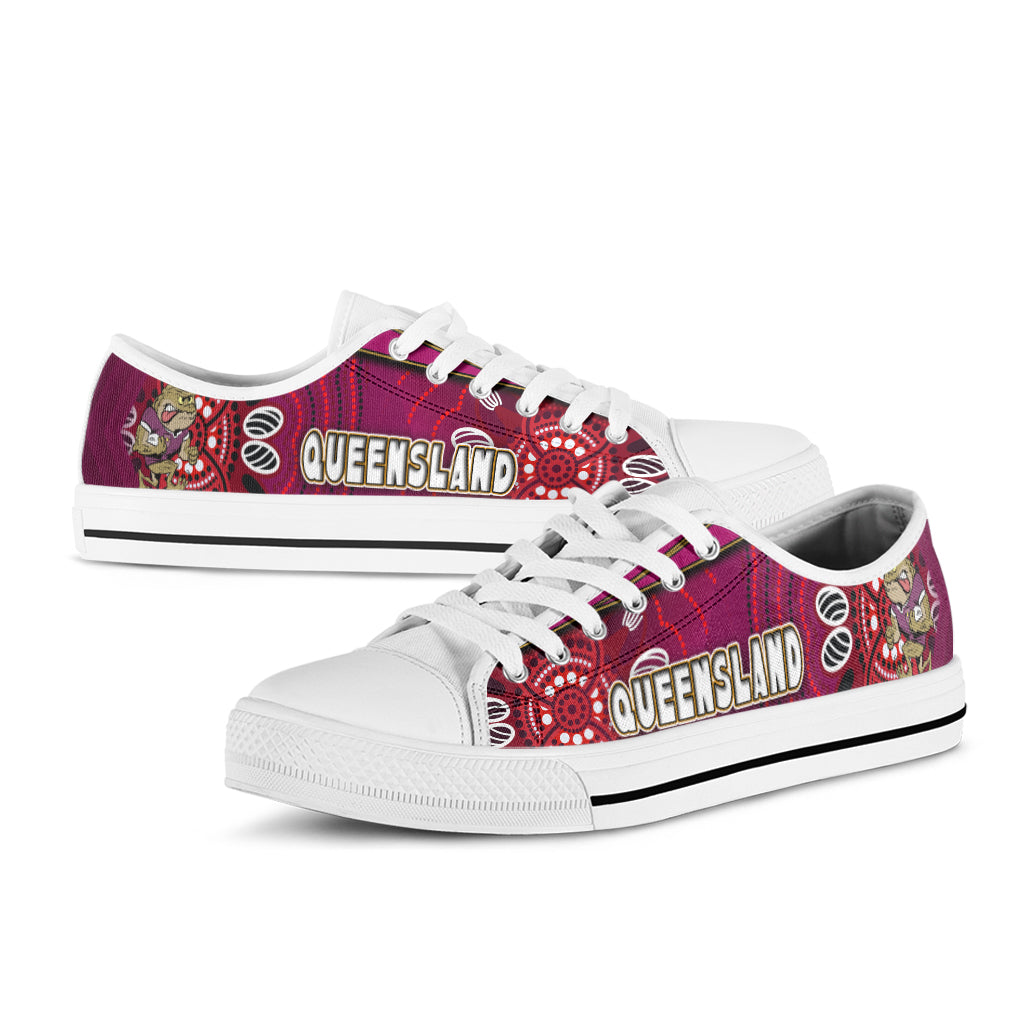 queensland-rugby-league-team-low-top-shoes-queensland-maroons-mascot-aboriginal-art-state-of-origin