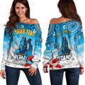 (Custom Personalised) Titans Anzac 2022 Women Off Shoulder Sweater Gold Coast Aboriginal White Camouflage LT13