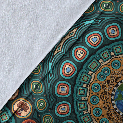 premium-blanket-aboriginal-green-dot-painting-with-earth