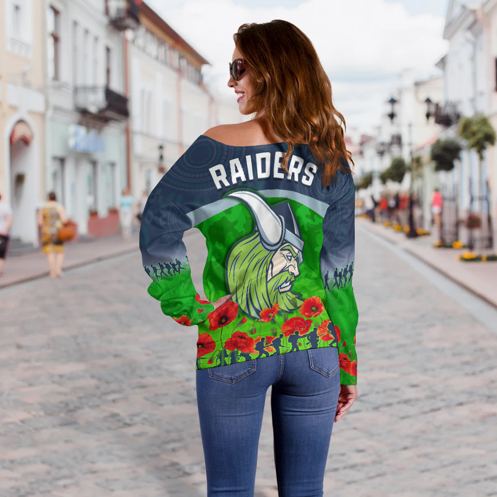 (Custom Personalised) Raiders Anzac 2022 Women Off Shoulder Sweater The Milk Lest We Forget LT13
