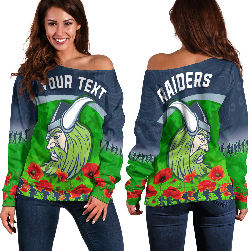 (Custom Personalised) Raiders Anzac 2022 Women Off Shoulder Sweater The Milk Lest We Forget LT13