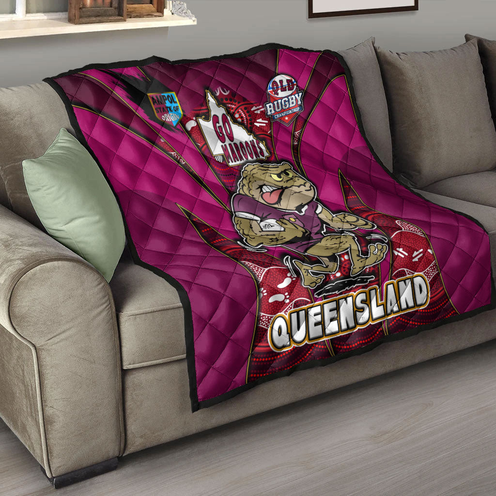 queensland-rugby-league-team-quilt-queensland-maroons-mascot-with-aboriginal-art-state-of-origin-quilt