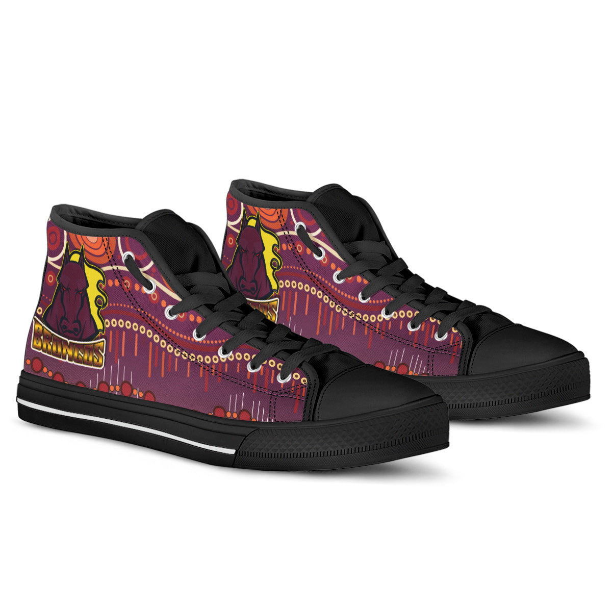 broncos-rugby-high-top-shoes-horse-aboriginal-patterns