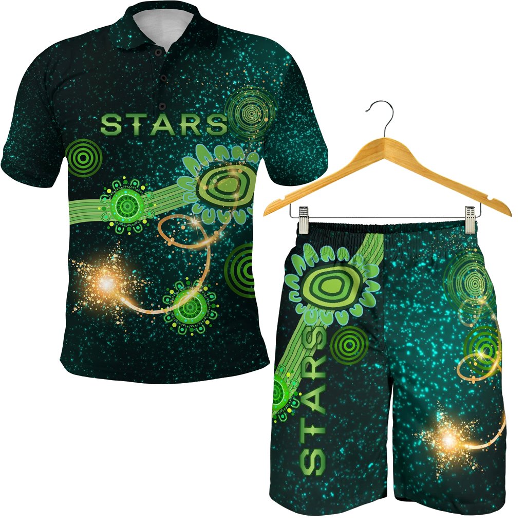 combo-polo-shirt-and-men-short-melbourne-galaxy-stars-indigenous