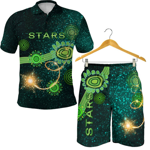 combo-polo-shirt-and-men-short-melbourne-galaxy-stars-indigenous