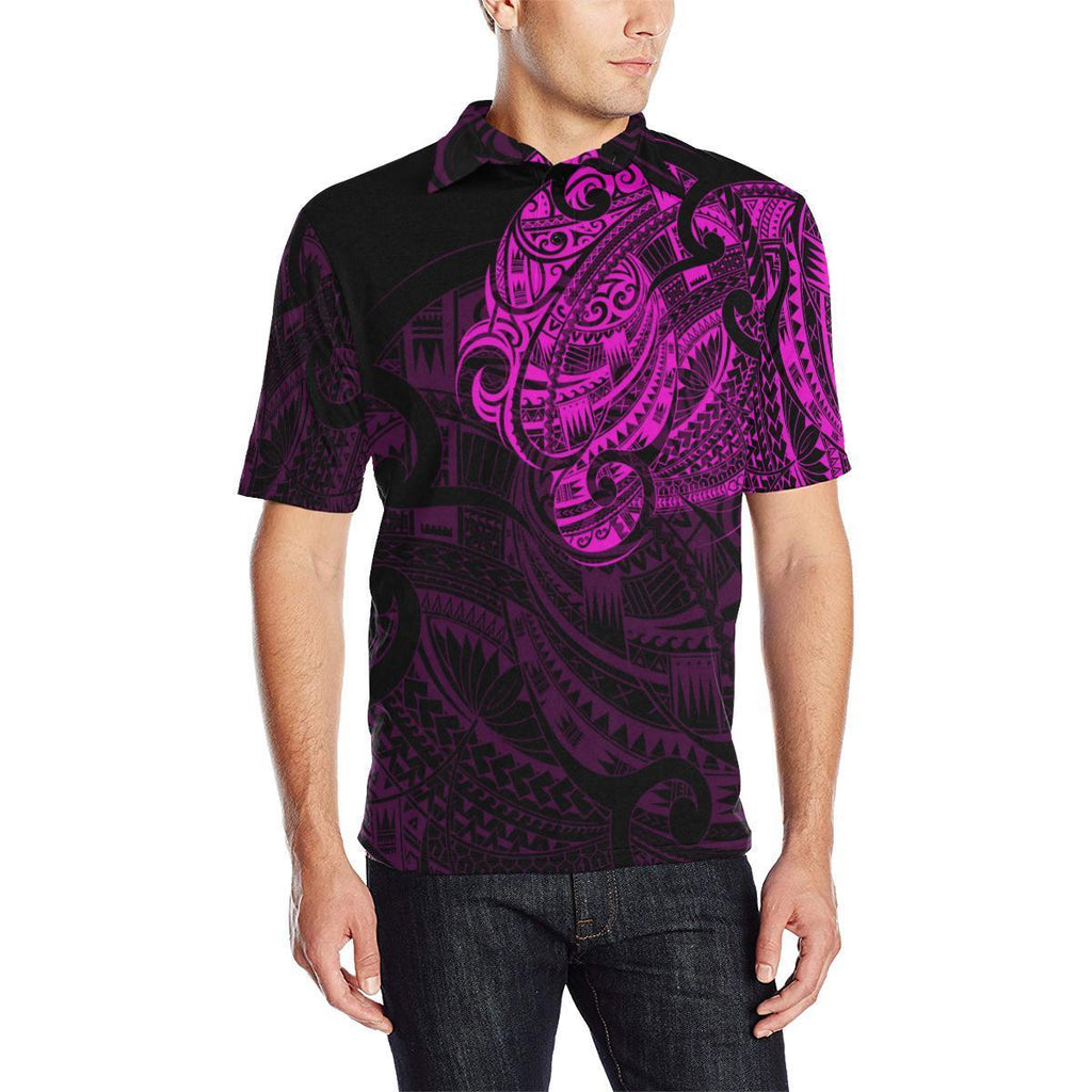 maori-tattoo-style-black-and-pink-polo-t-shirt