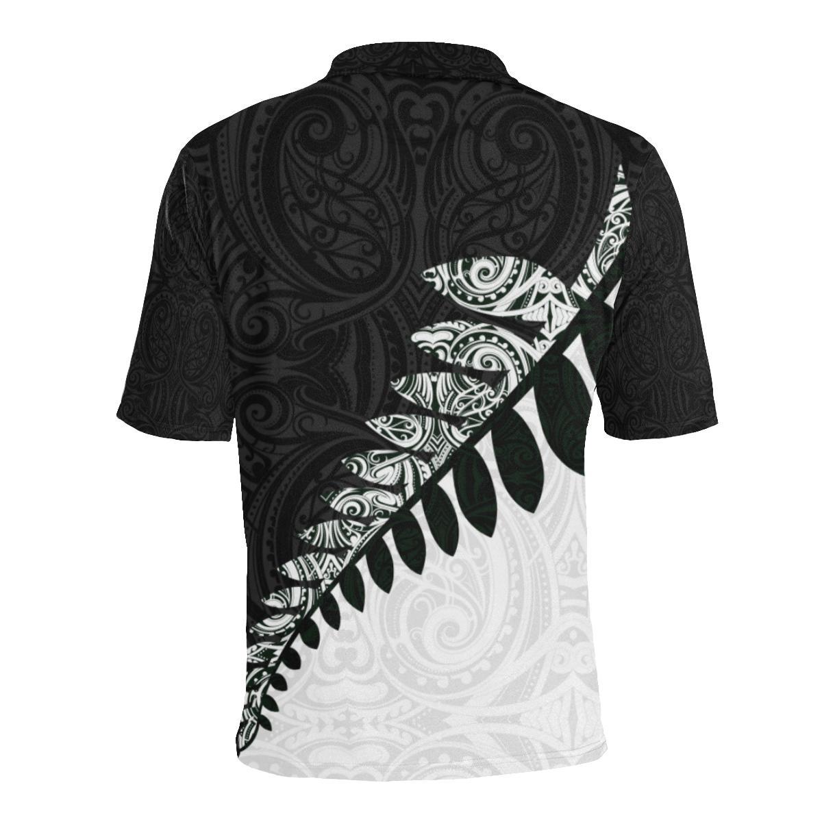 maori-fern-black-and-white-polo-t-shirts