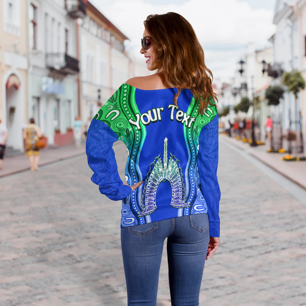 custom-personalised-torres-strait-islands-off-shoulder-sweater-the-dhari-mix-aboriginal-turtle-version-blue