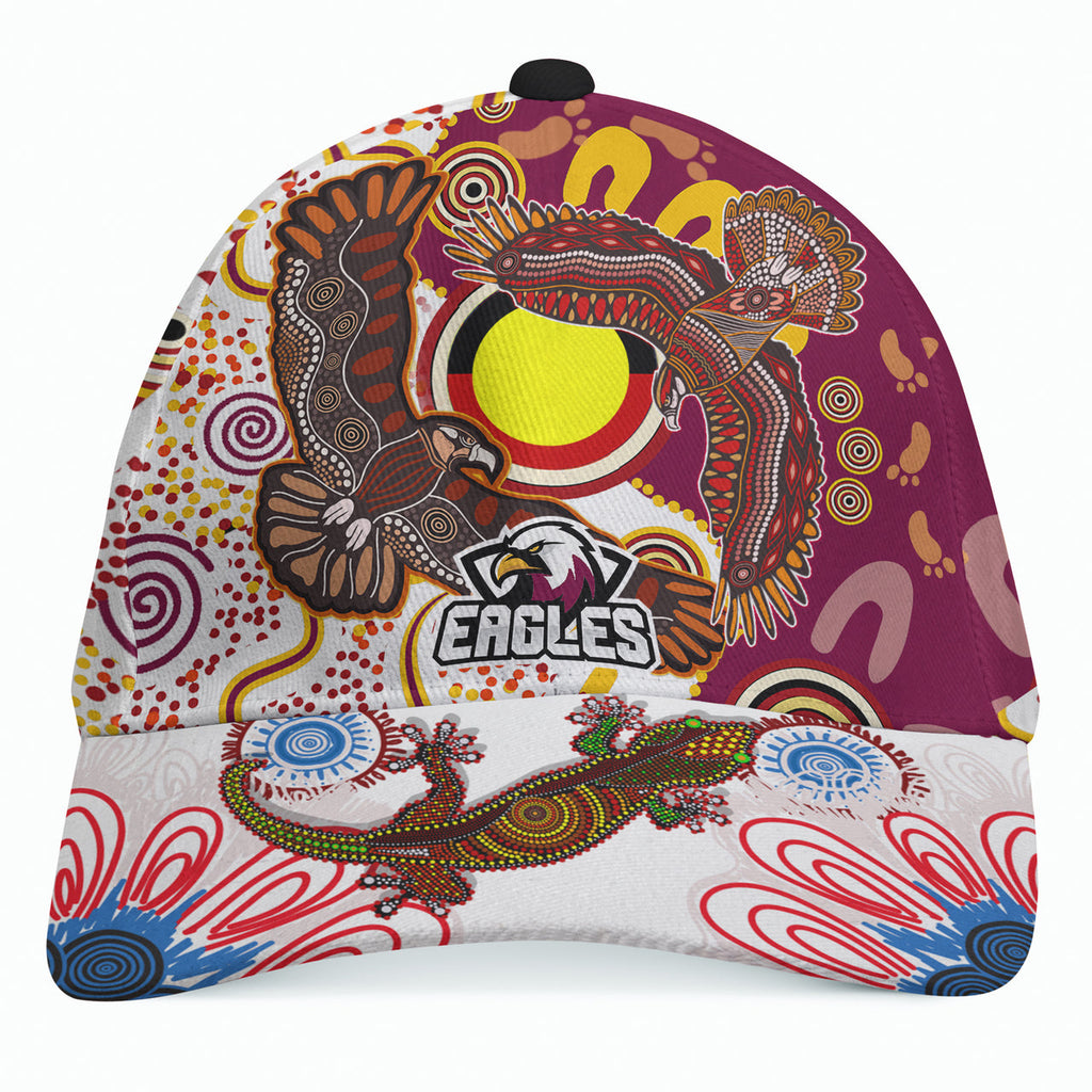 sea-eagles-aboriginal-rugby-custom-cap-double-sea-eagles-with-tribal-sun-and-footprints