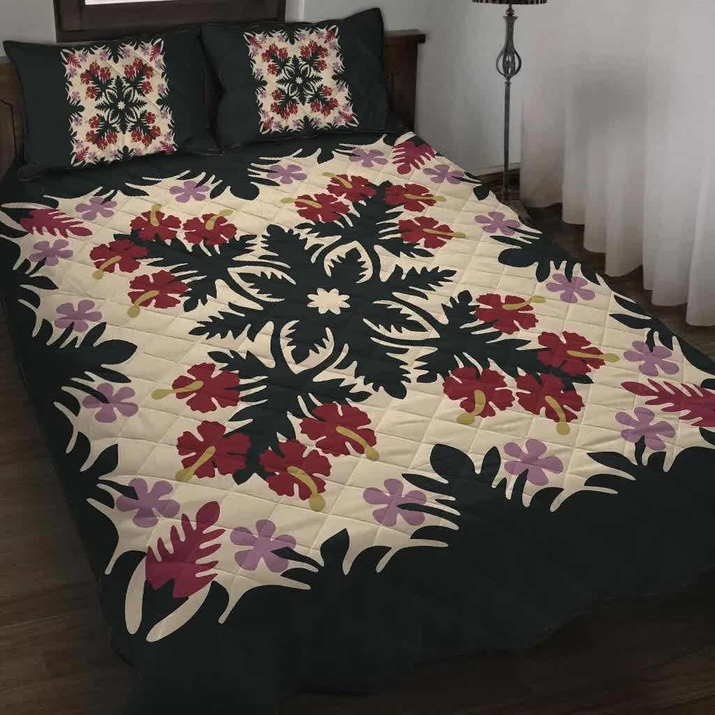vibe-hoodie-home-set-ginger-hibiscus-plumeria-quilting-quilt-bed-set-hw01-rlt20