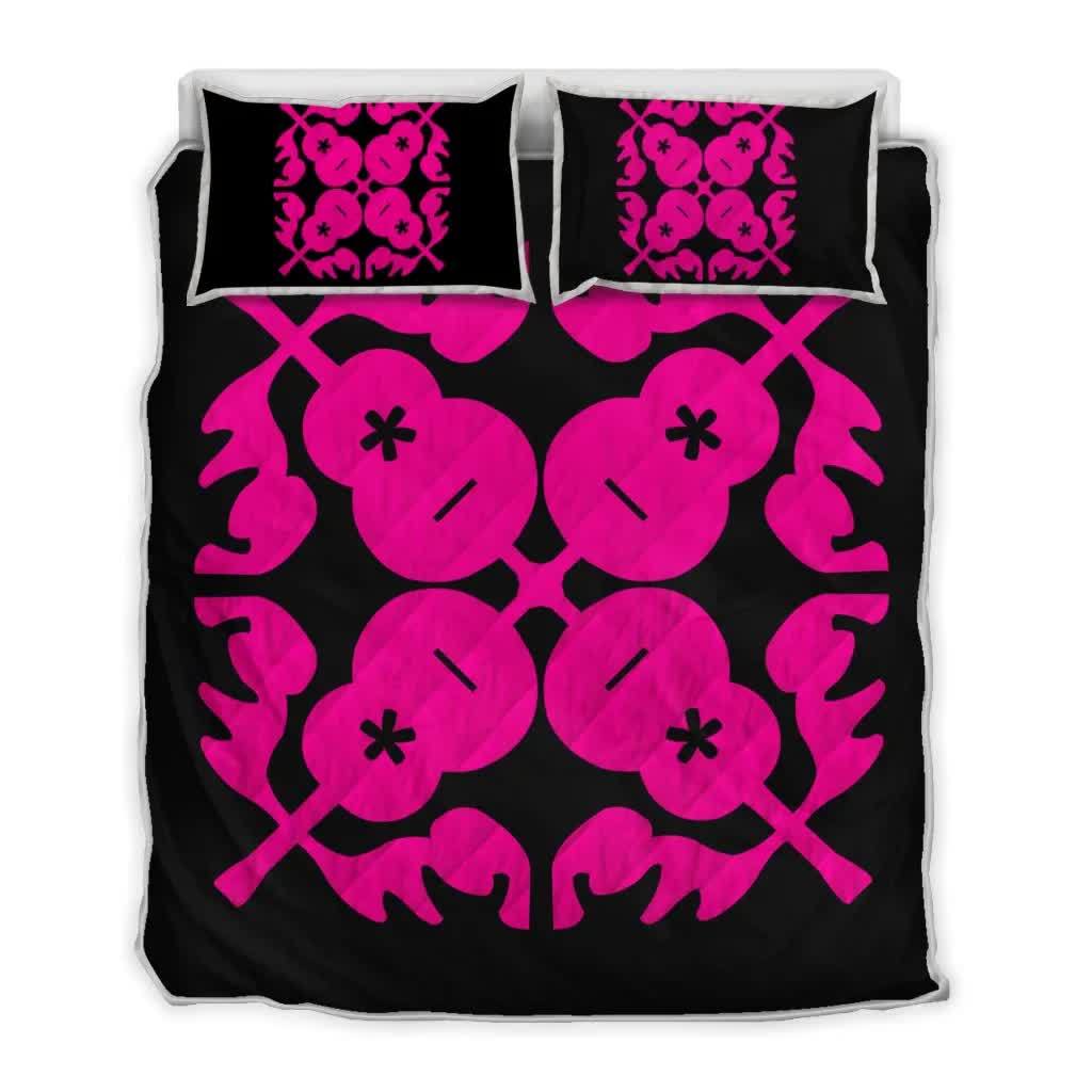 hawaii-home-set-hawaiian-royal-pattern-quilt-bed-set-black-and-pink-l2-style-hw01-rlt20