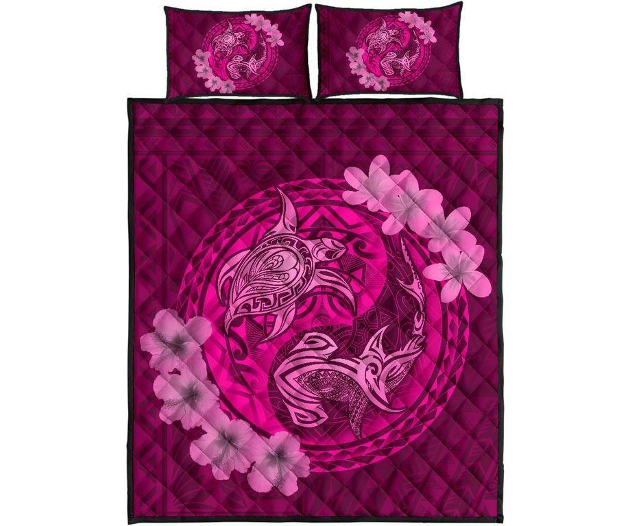 hawaii-home-set-hawaii-yin-yang-turtle-shark-hibiscus-plumeria-quilt-bed-set-pink-hw01-rlt20
