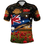 custom-personalised-australia-aboriginal-anzac-polo-shirt-poppy-vibes-black